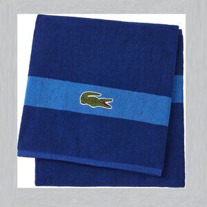 LACOSTE Big Crocodile Surf Blue Bath Towel Measures 30" x 52"